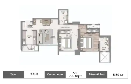 2 BHK-770 SqFt