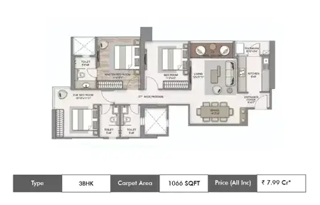 3 BHK-1066 SqFt