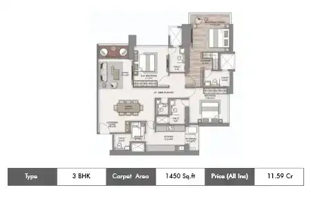 3 BHK-1450 SqFt